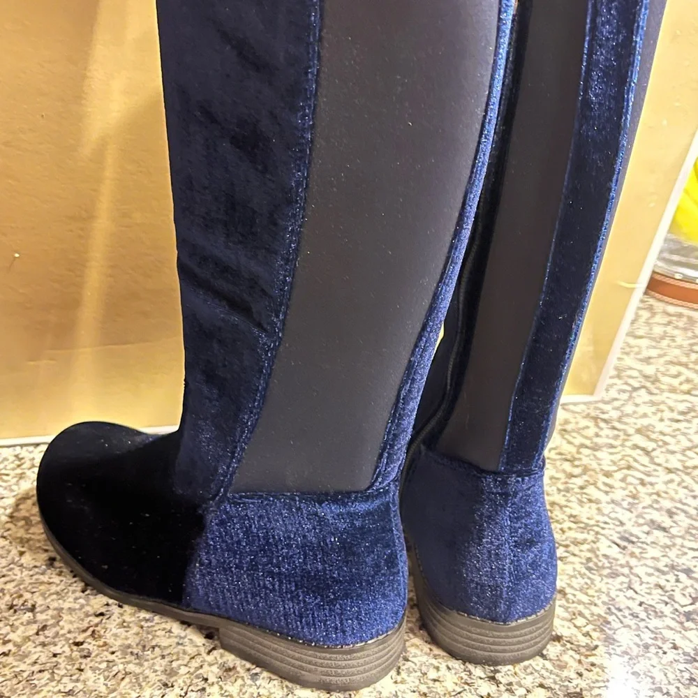 Michael Kors Emma Lily velour Boots new navy blue Youth Girls Size 3